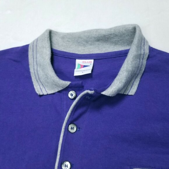 VINTAGE 90s Club Sportswear Polo Mens Large Short Sleeve Purple Made In … - Picture 5 of 9